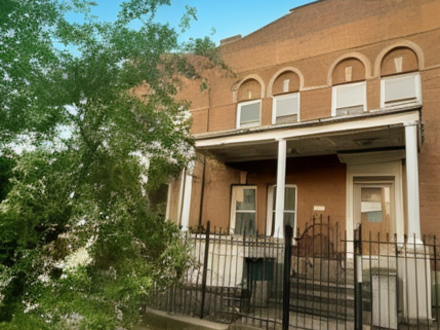 front view of a house with a space