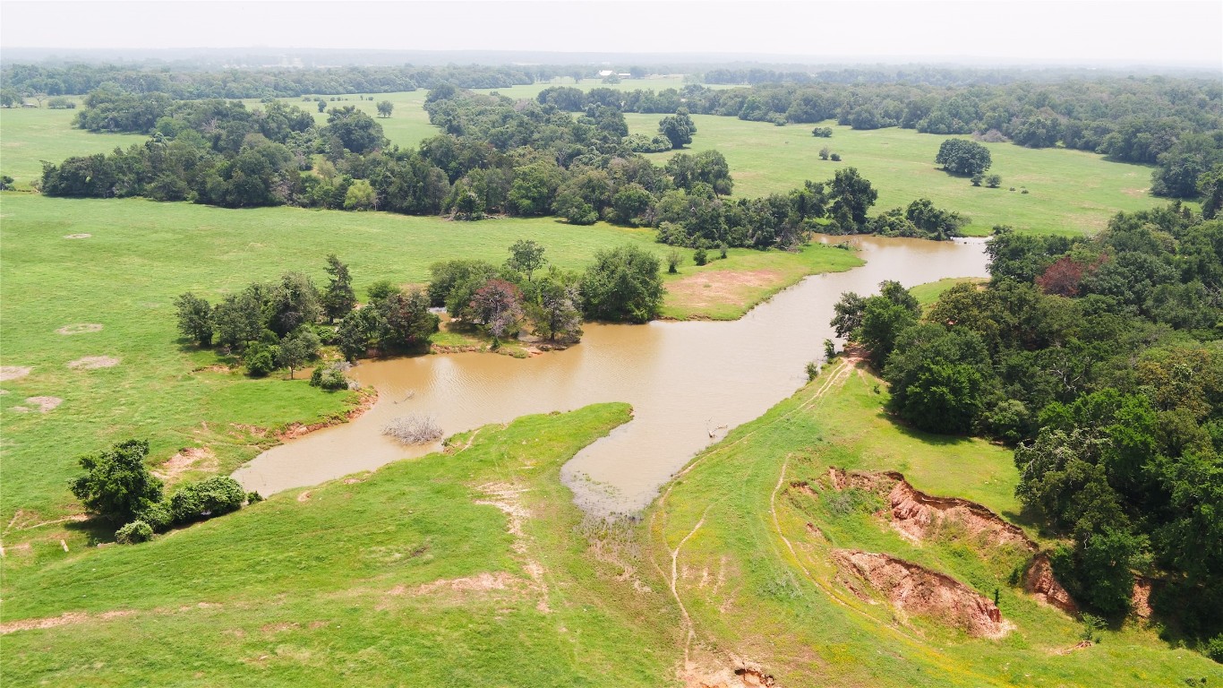 a view of a lake with a yard