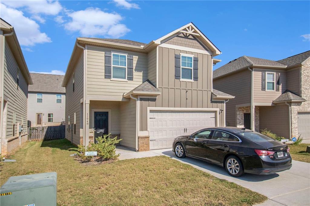 a car parked in front of a house