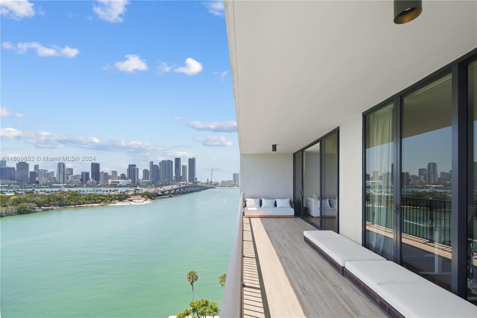 a view of a balcony with city view