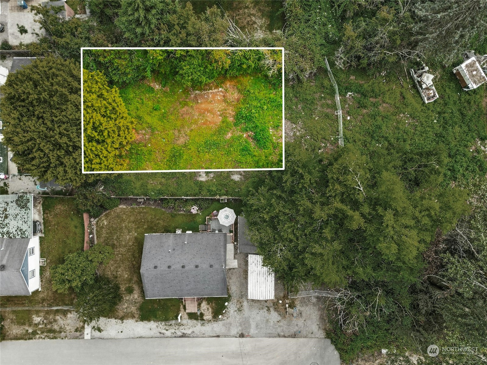 an aerial view of a house