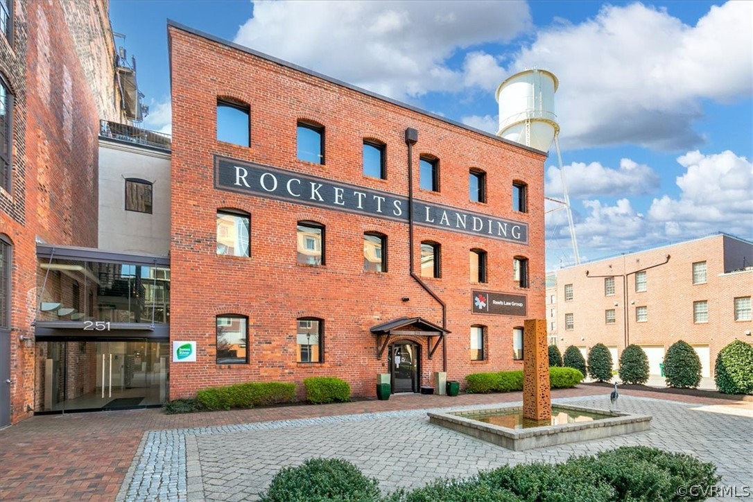 a front view of a building with street view