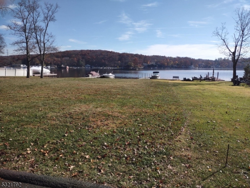 a view of a large body of water and mountain view