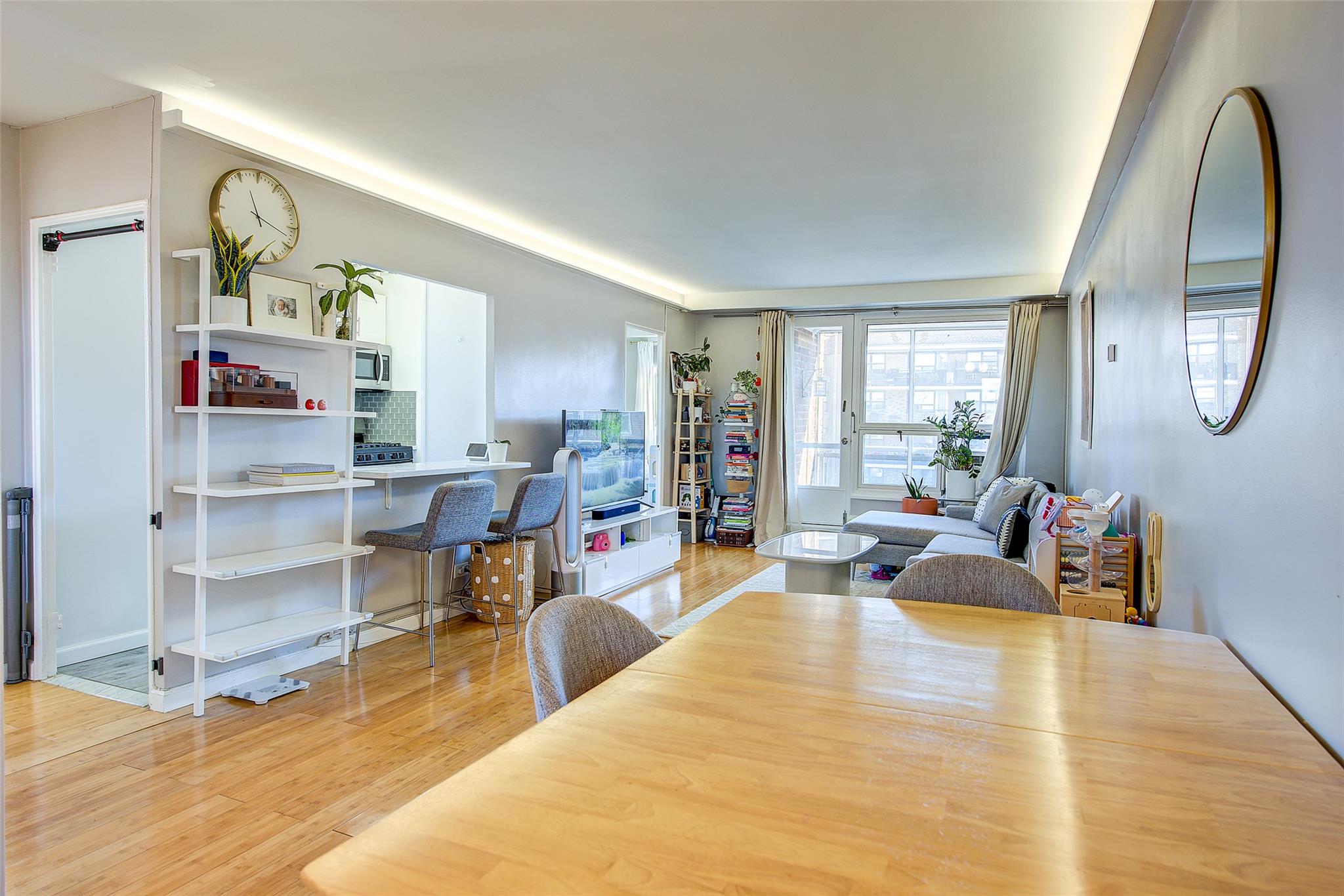 a living room with furniture