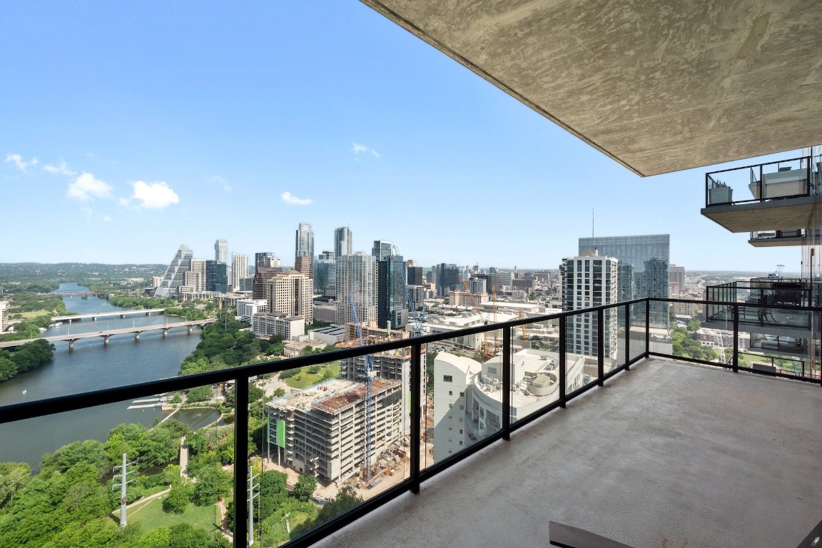 a view of a city from a balcony