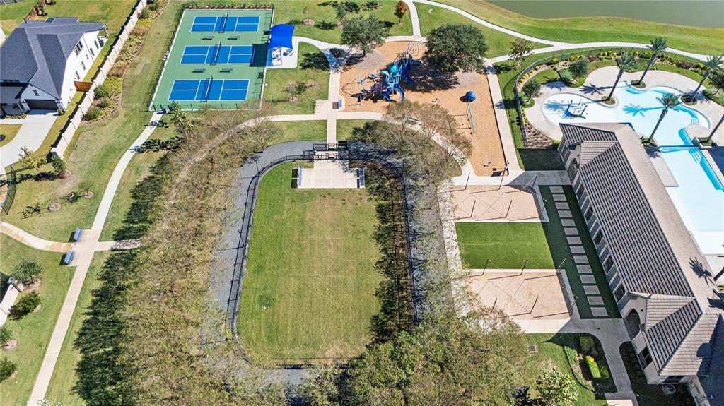 a bird view of residential house with outdoor space