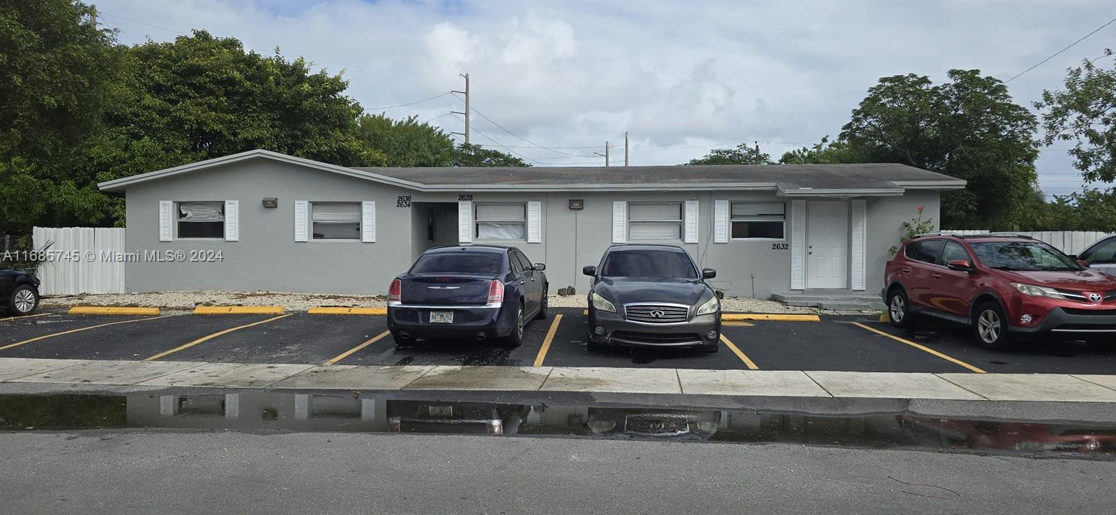 a view of a car parked in front of a house