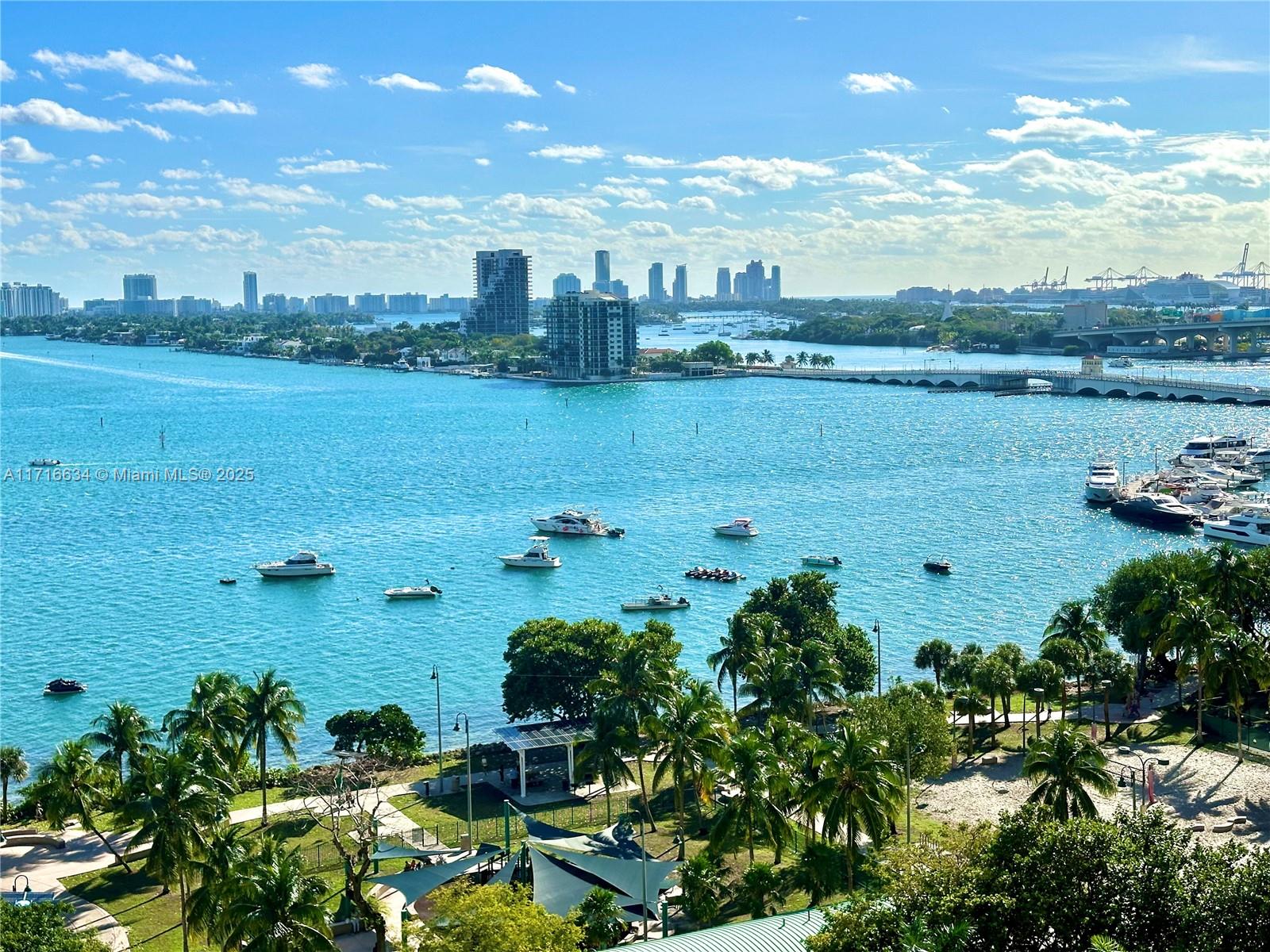 a view of a lake with a city