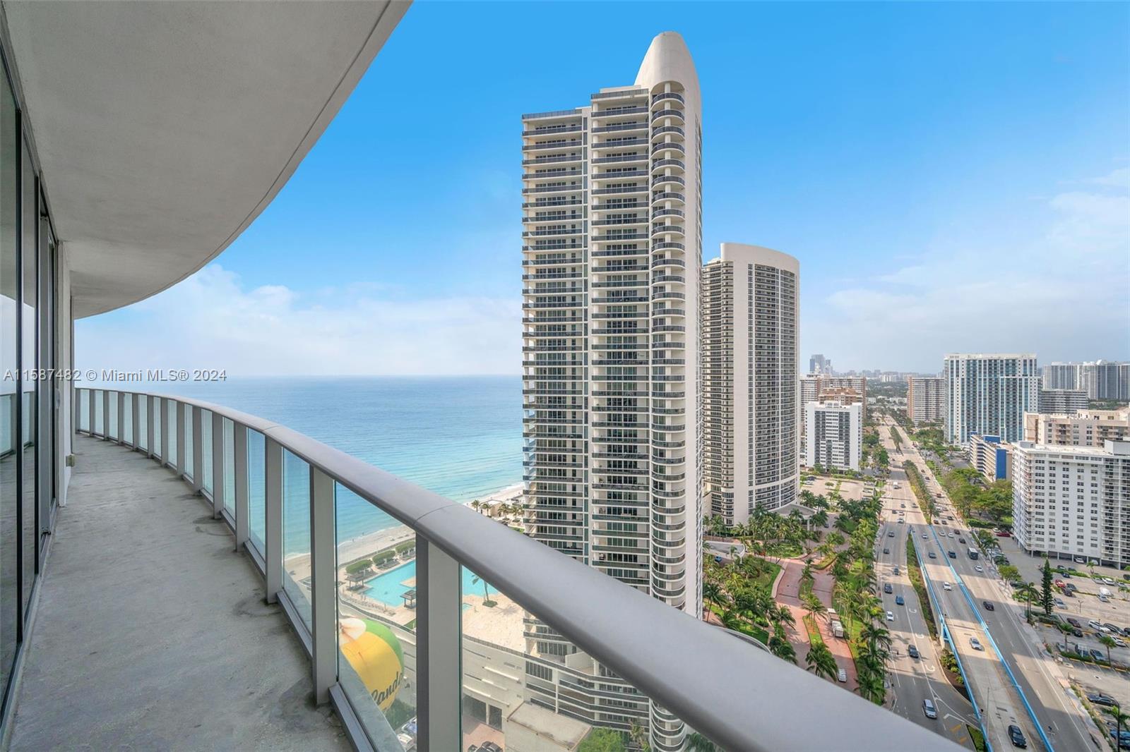 a view of balcony with city view