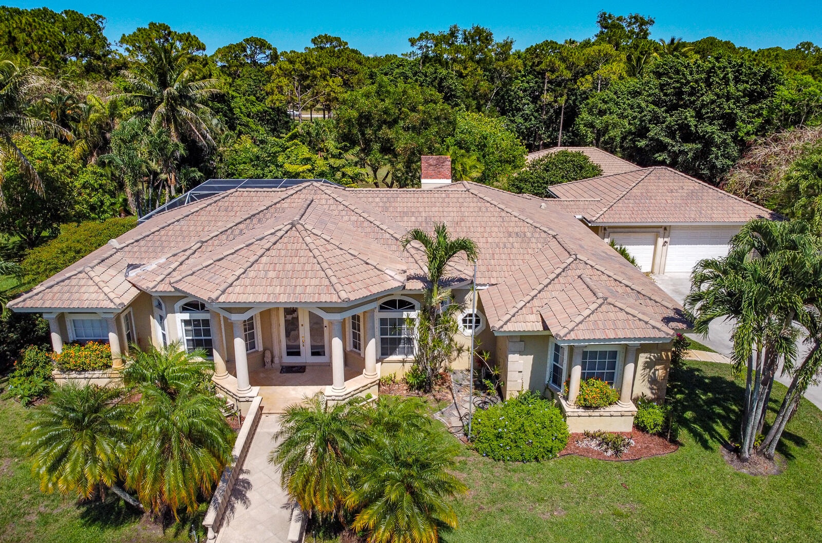 an aerial view of a house