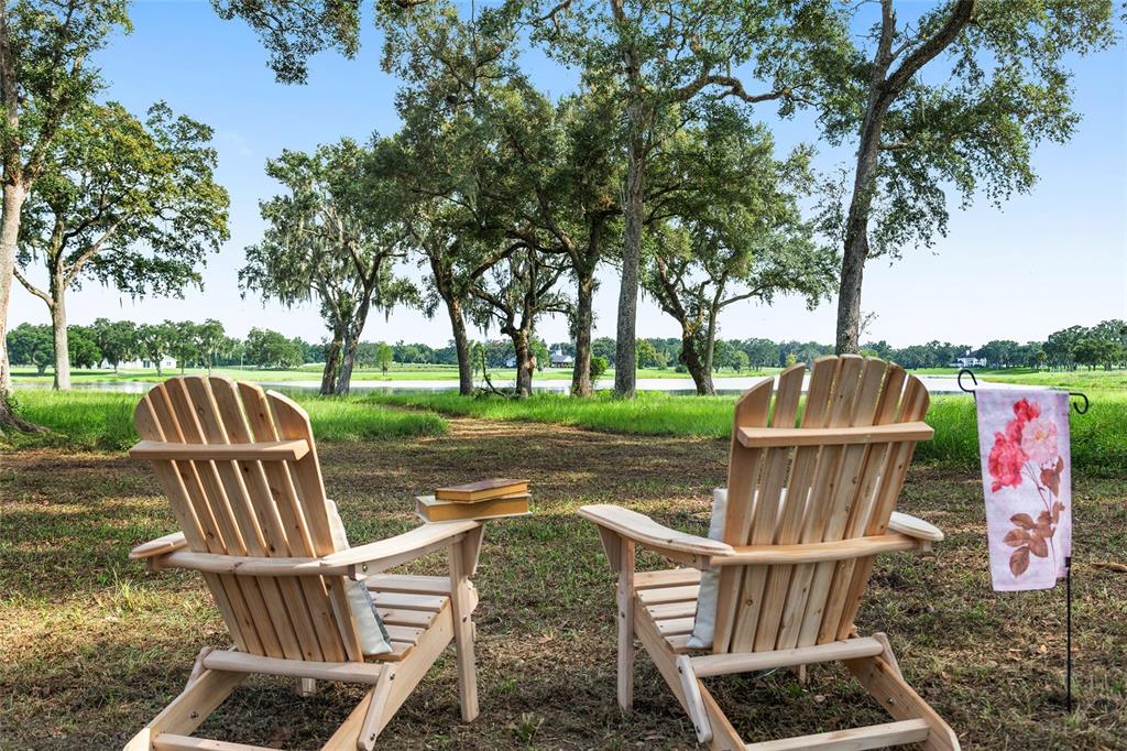 a view of a chairs and table in the yard