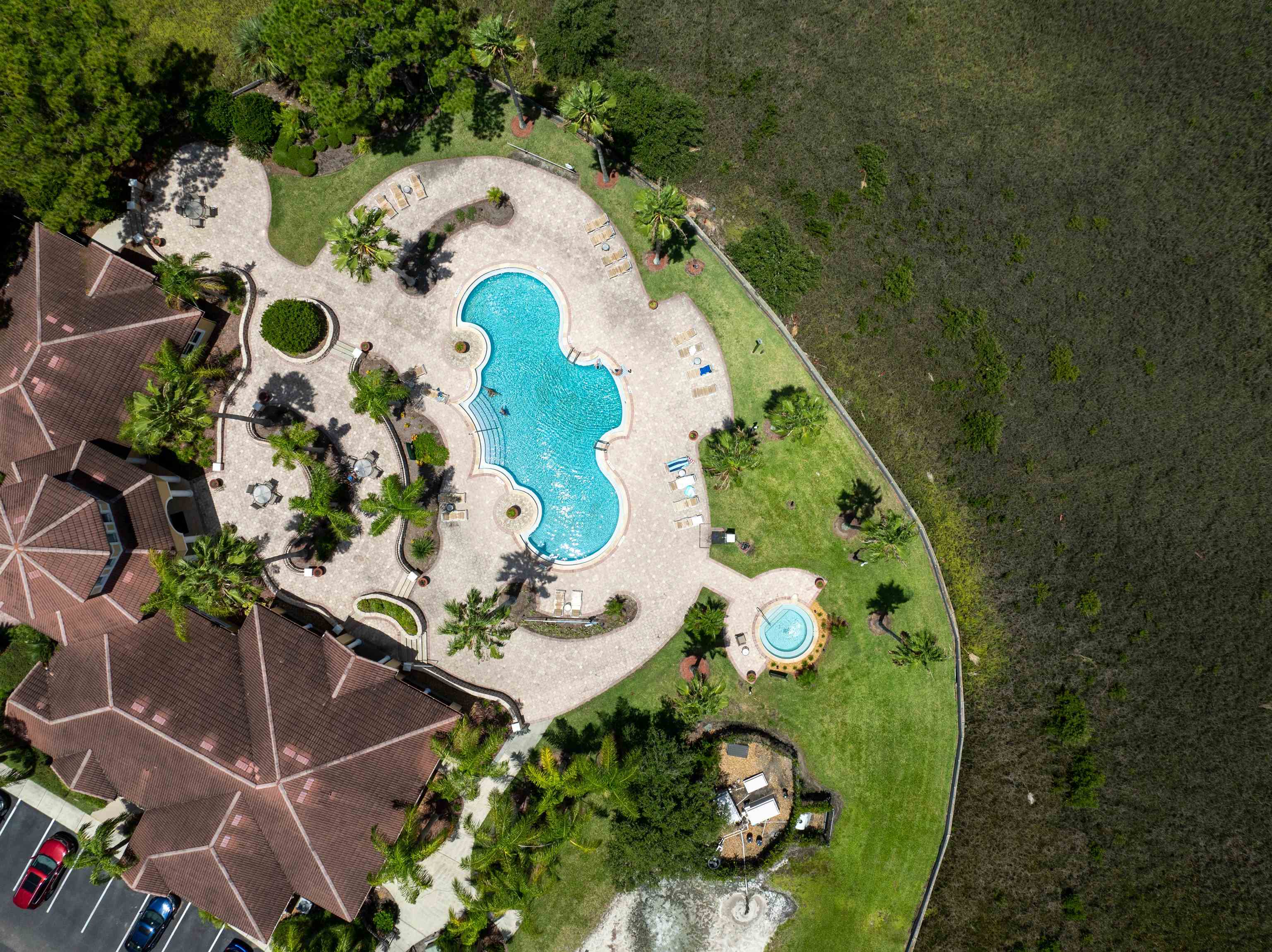 an aerial view of a house having yard