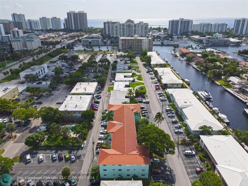 an aerial view of a city