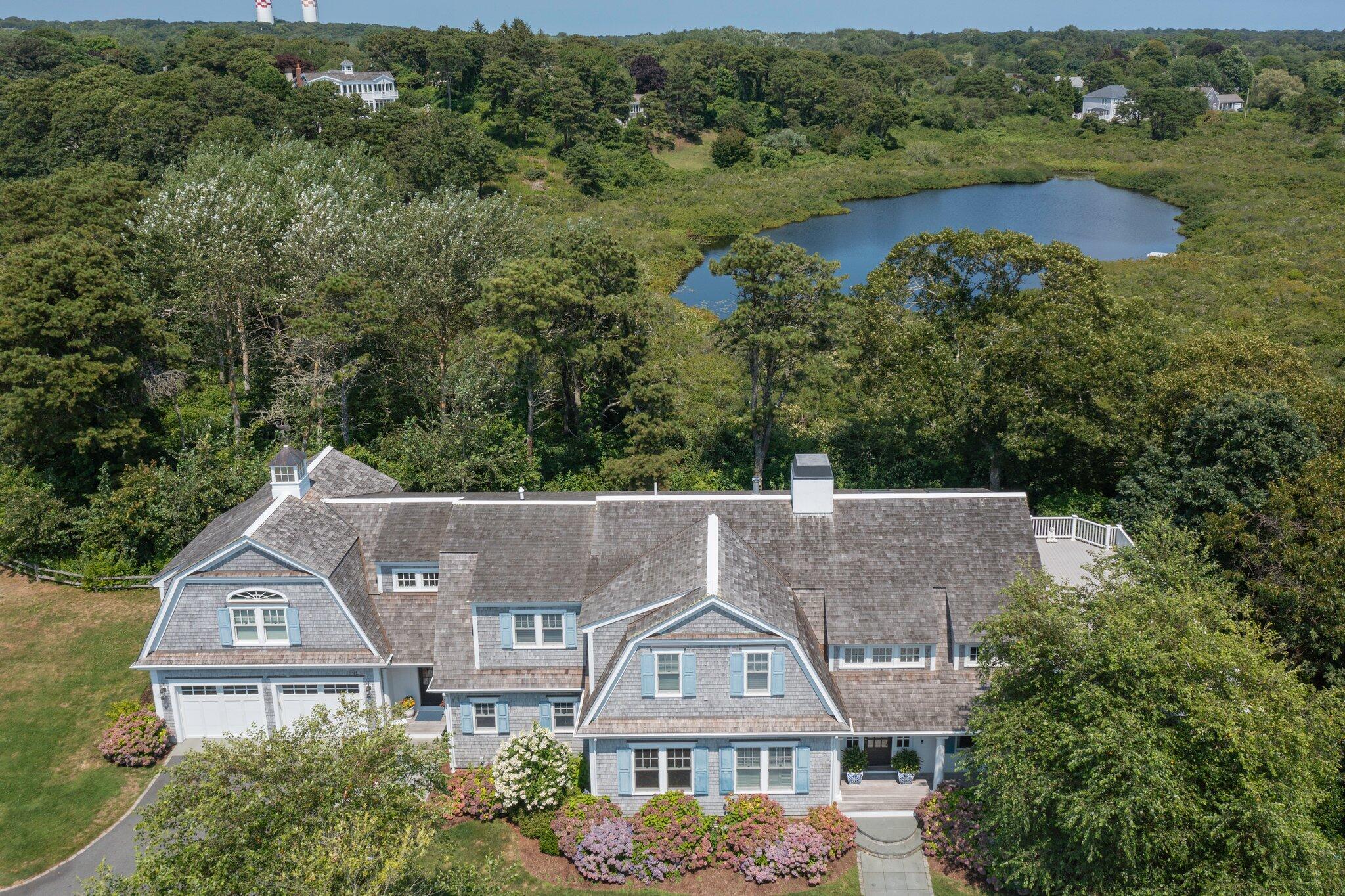 an aerial view of a house