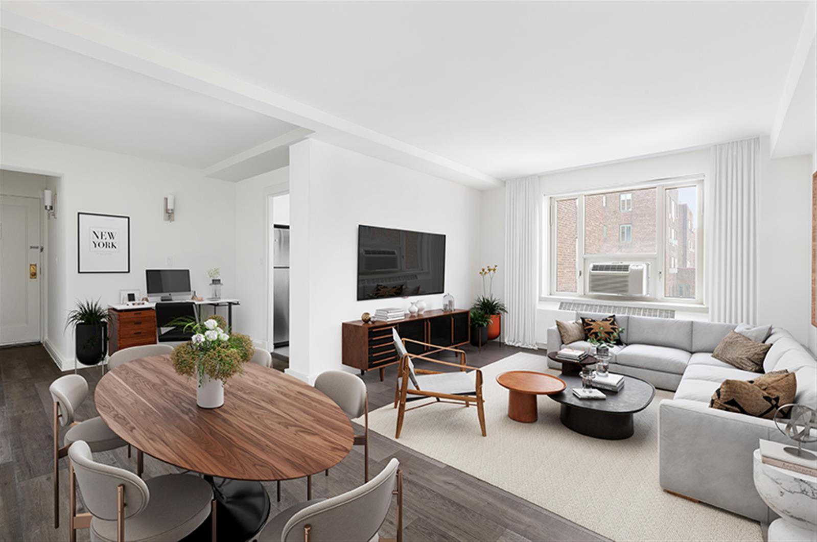 a living room with furniture or couch and a flat screen tv