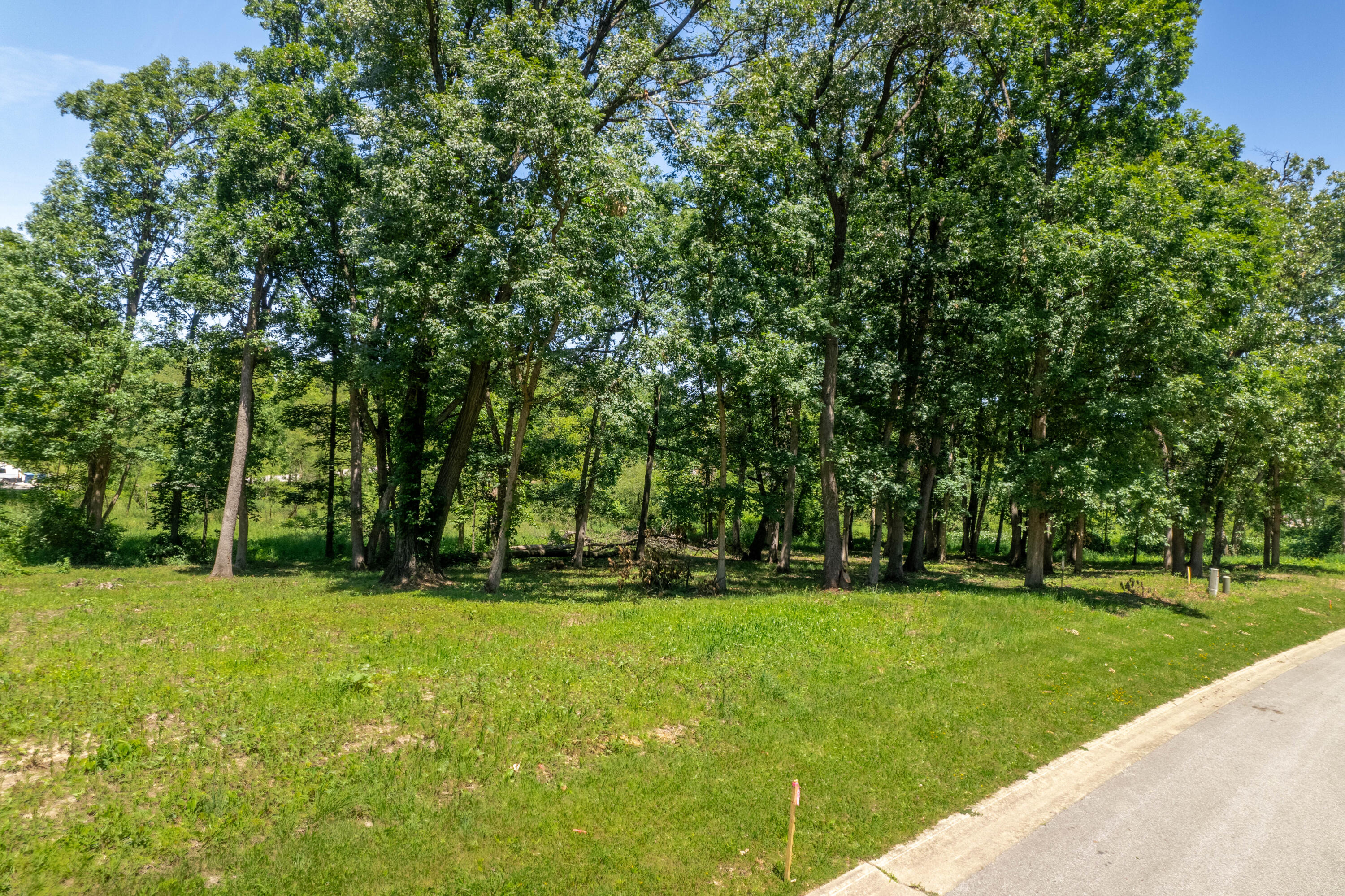 a view of grassy field with benches