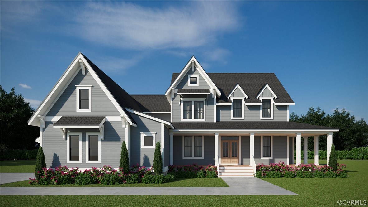 View of front of property featuring a porch and a