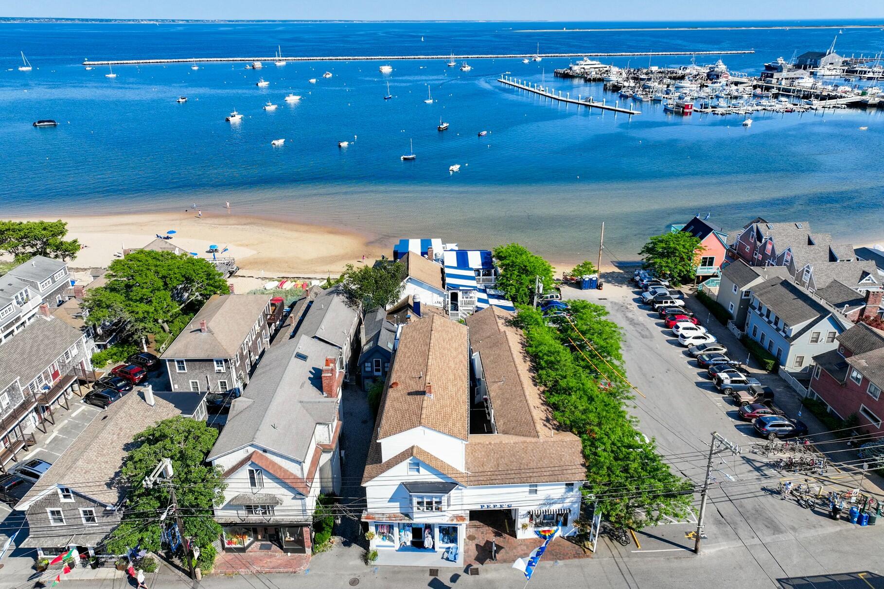 an aerial view of a house with a garden