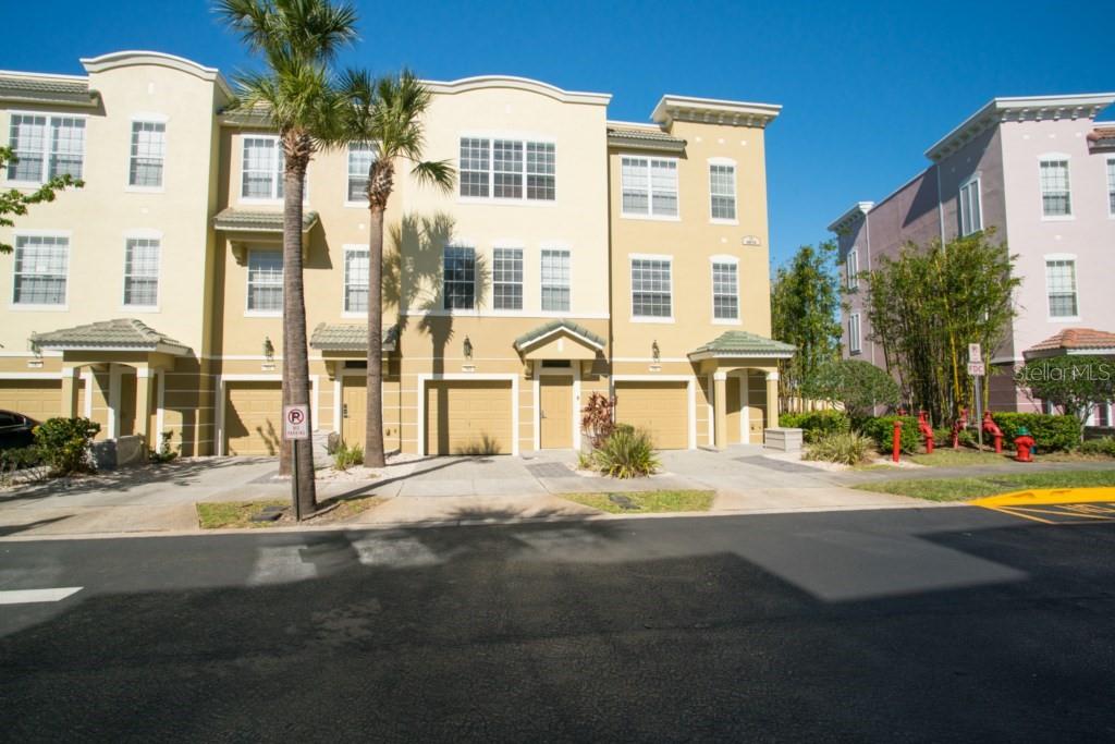 a front view of a building with street view