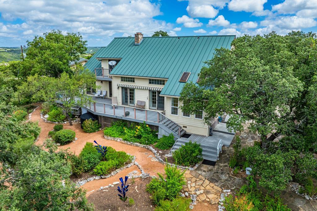 an aerial view of a house