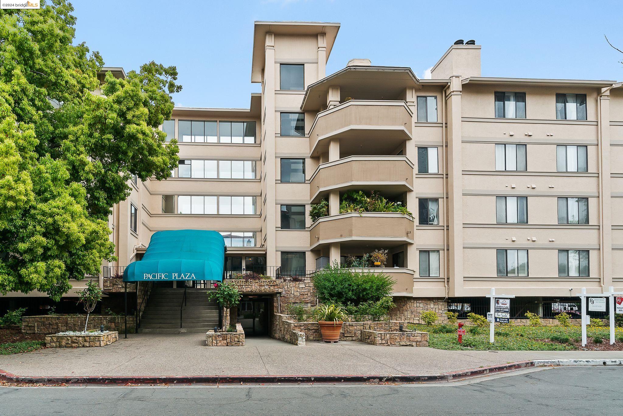 a front view of multi story residential apartment building