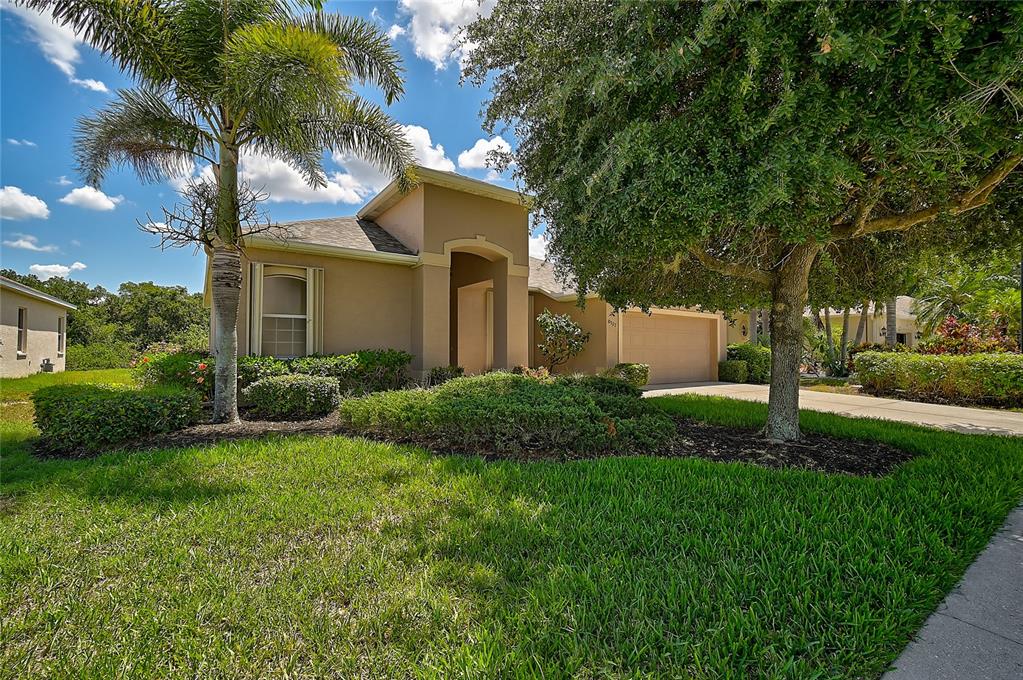 Beautiful full and lush shade tree in front of the house. Hurricane shutters on all windows