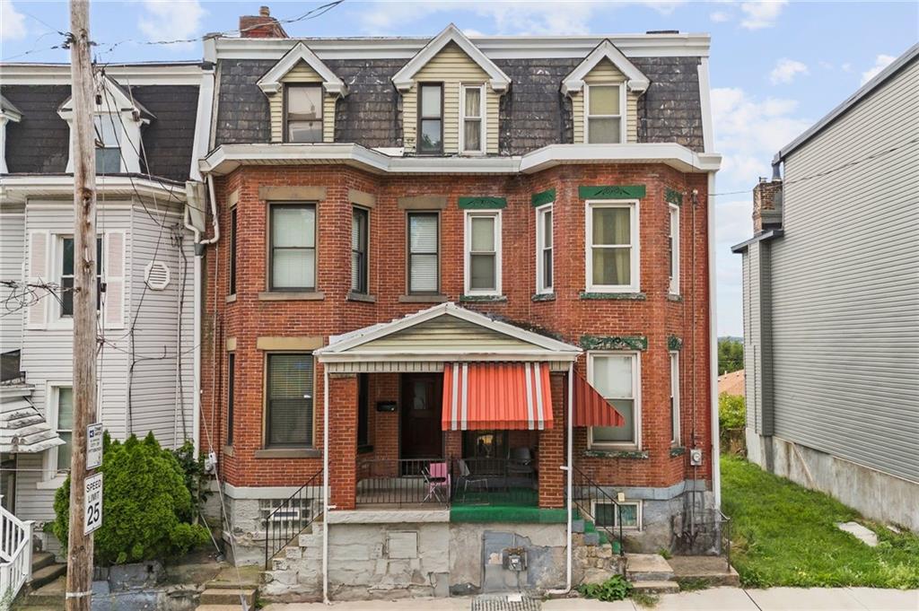 front view of a brick house