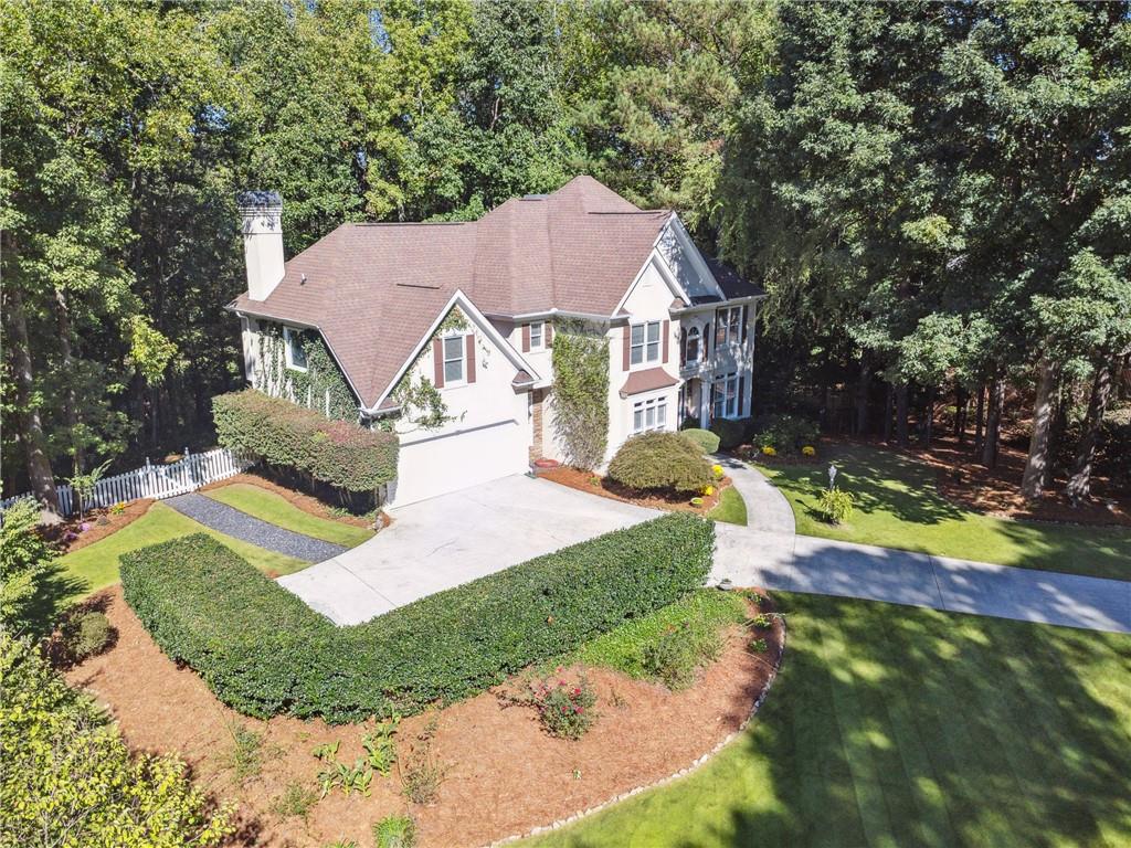 an aerial view of a house