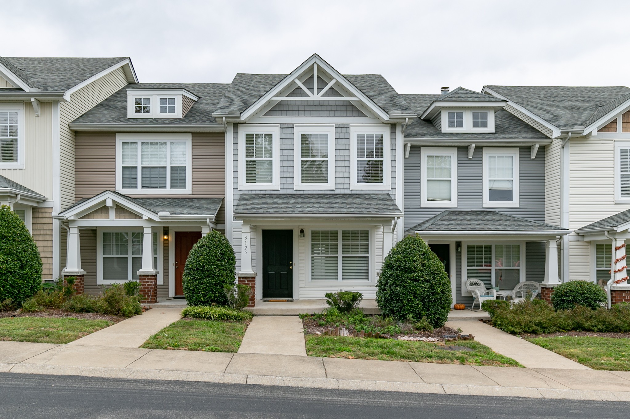 a front view of a residential houses