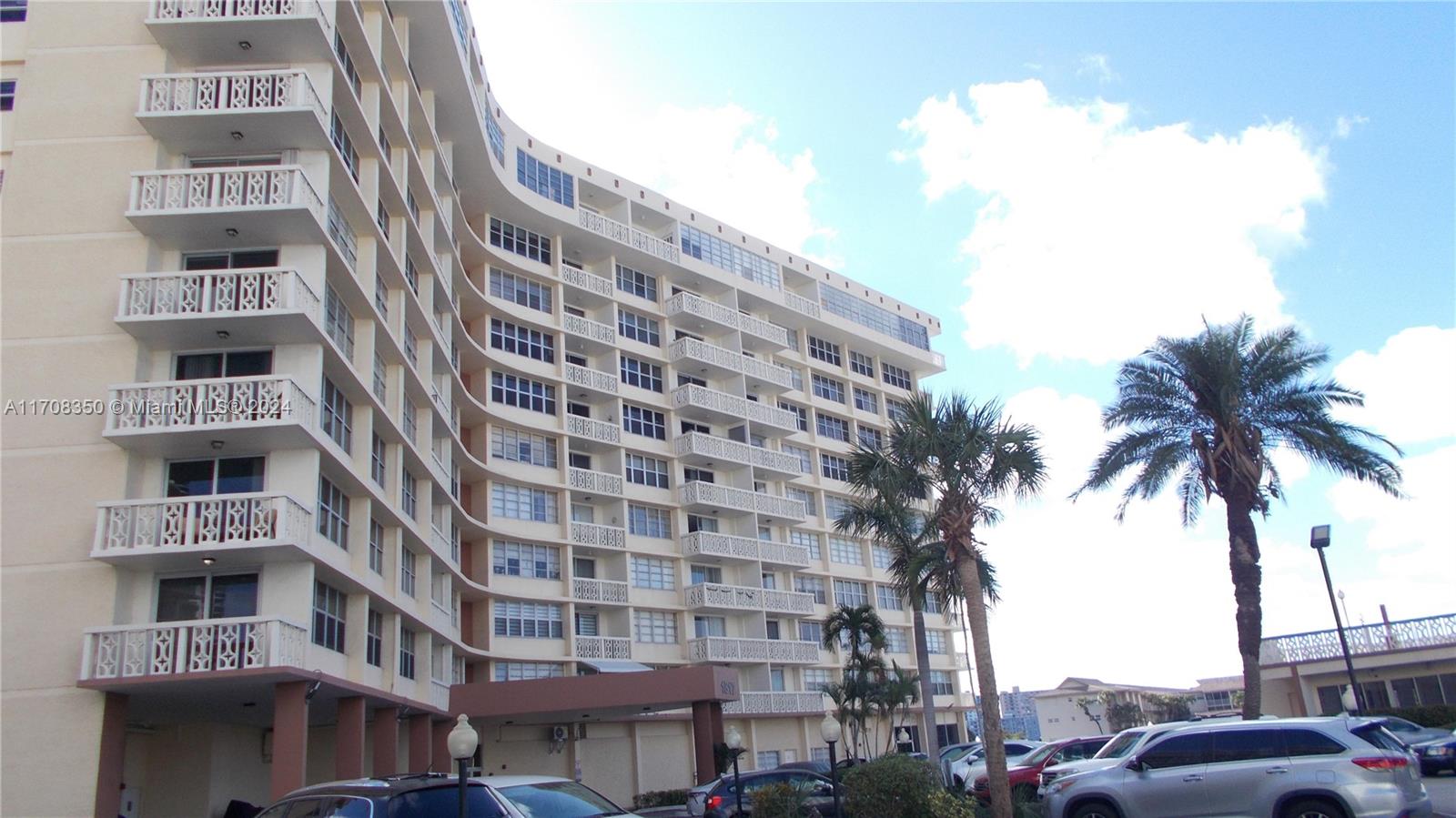 a view of a building with a street view