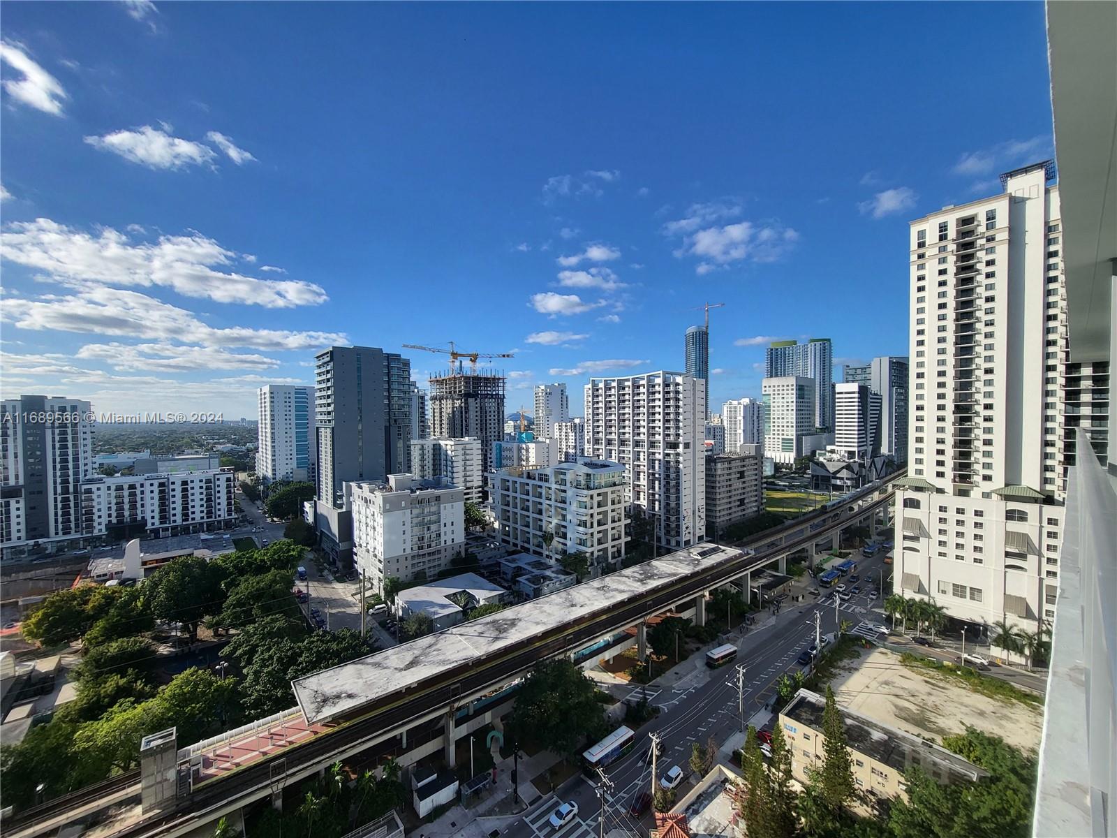 a city view with tall buildings