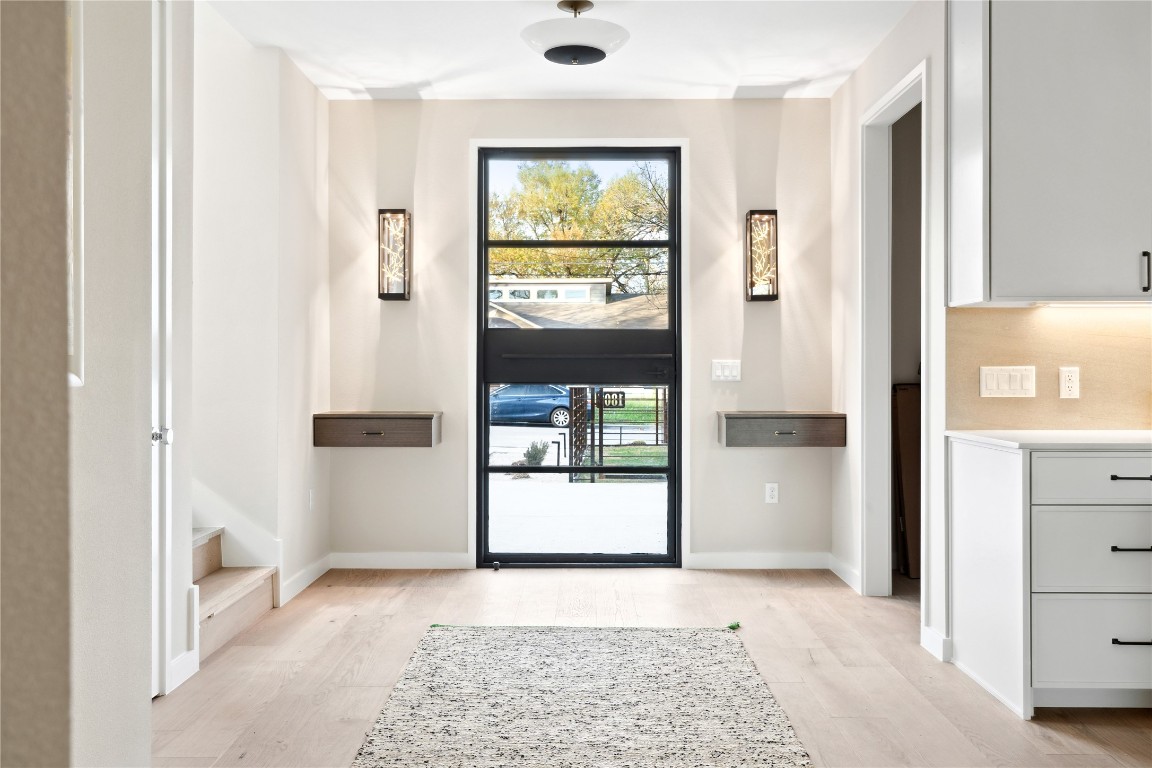 a view of an entryway with a window