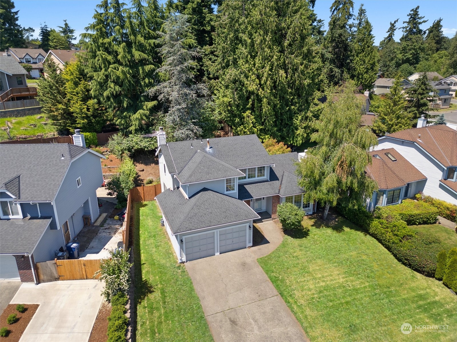 an aerial view of a house