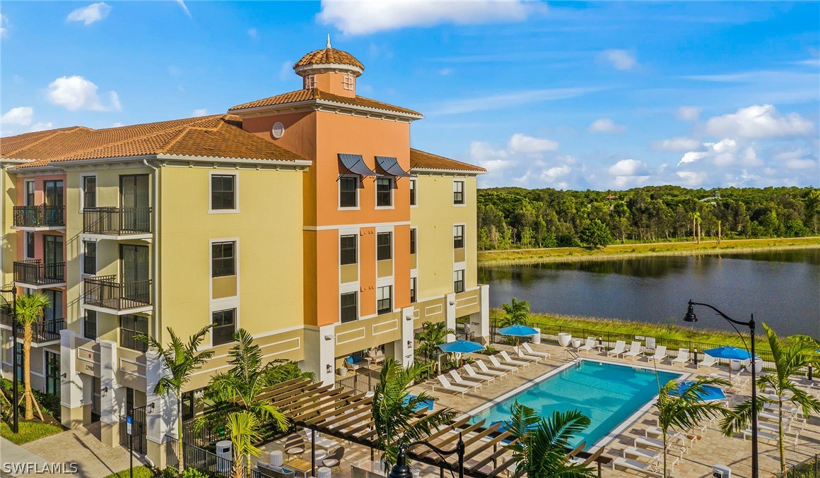 a view of a house with a lake view