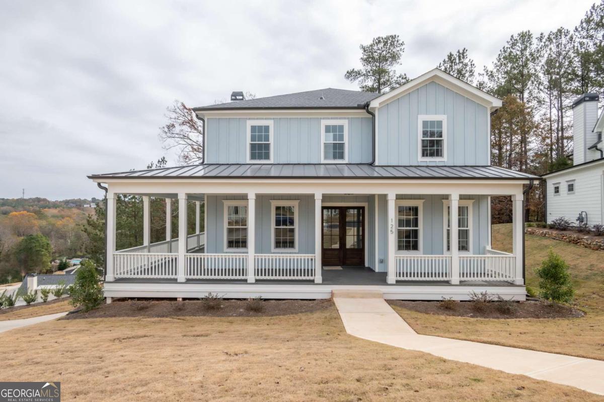 front view of a house with a porch