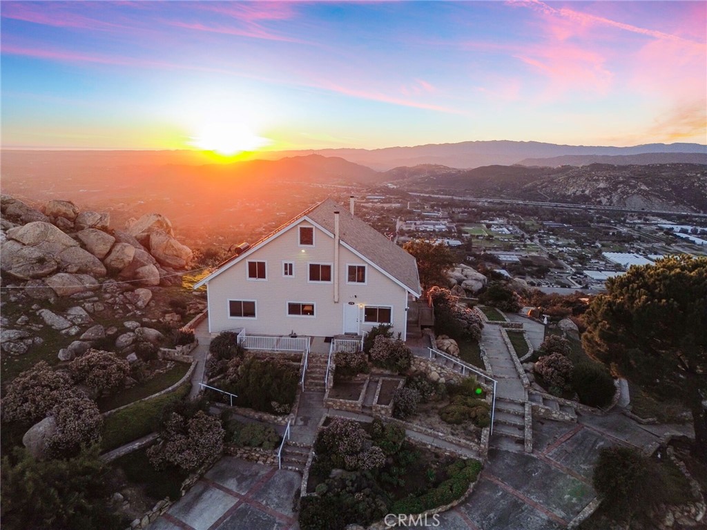 a view of a city with sunset view