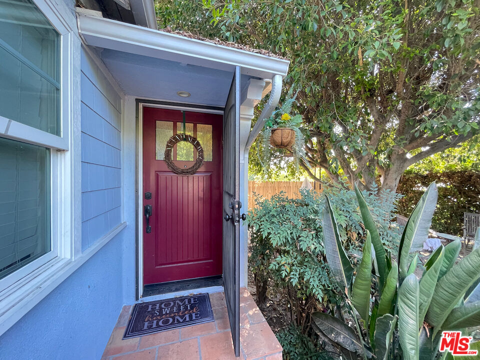 a view of a wooden door