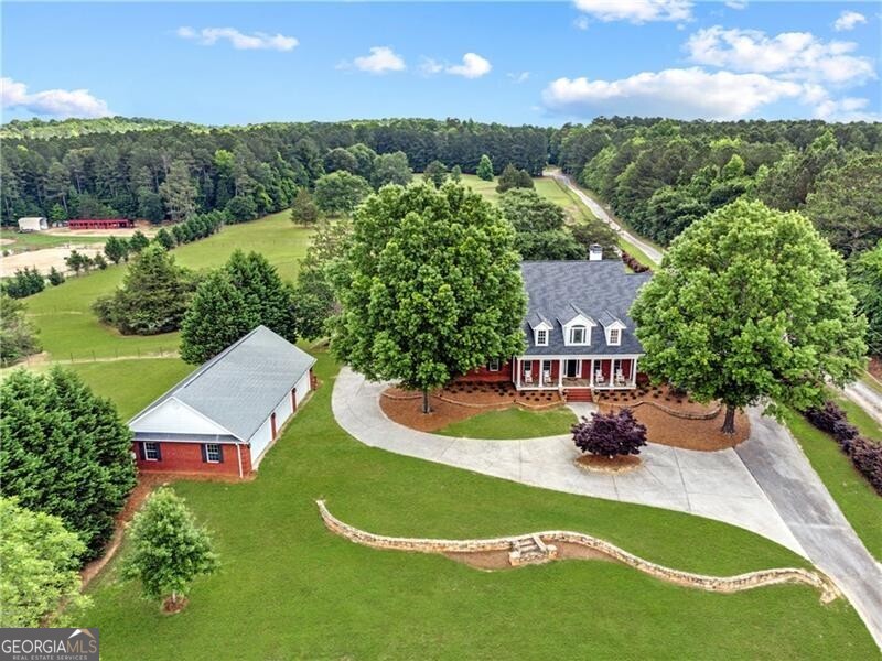 an aerial view of a house