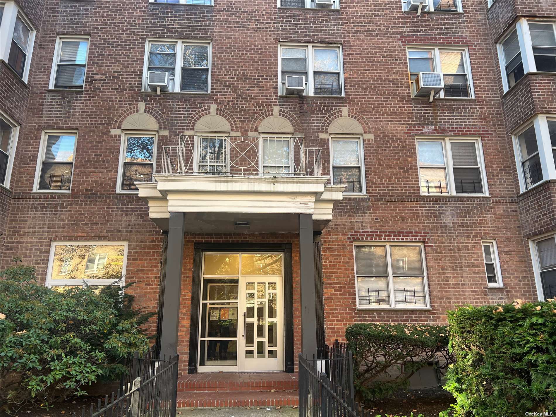 front view of a brick building