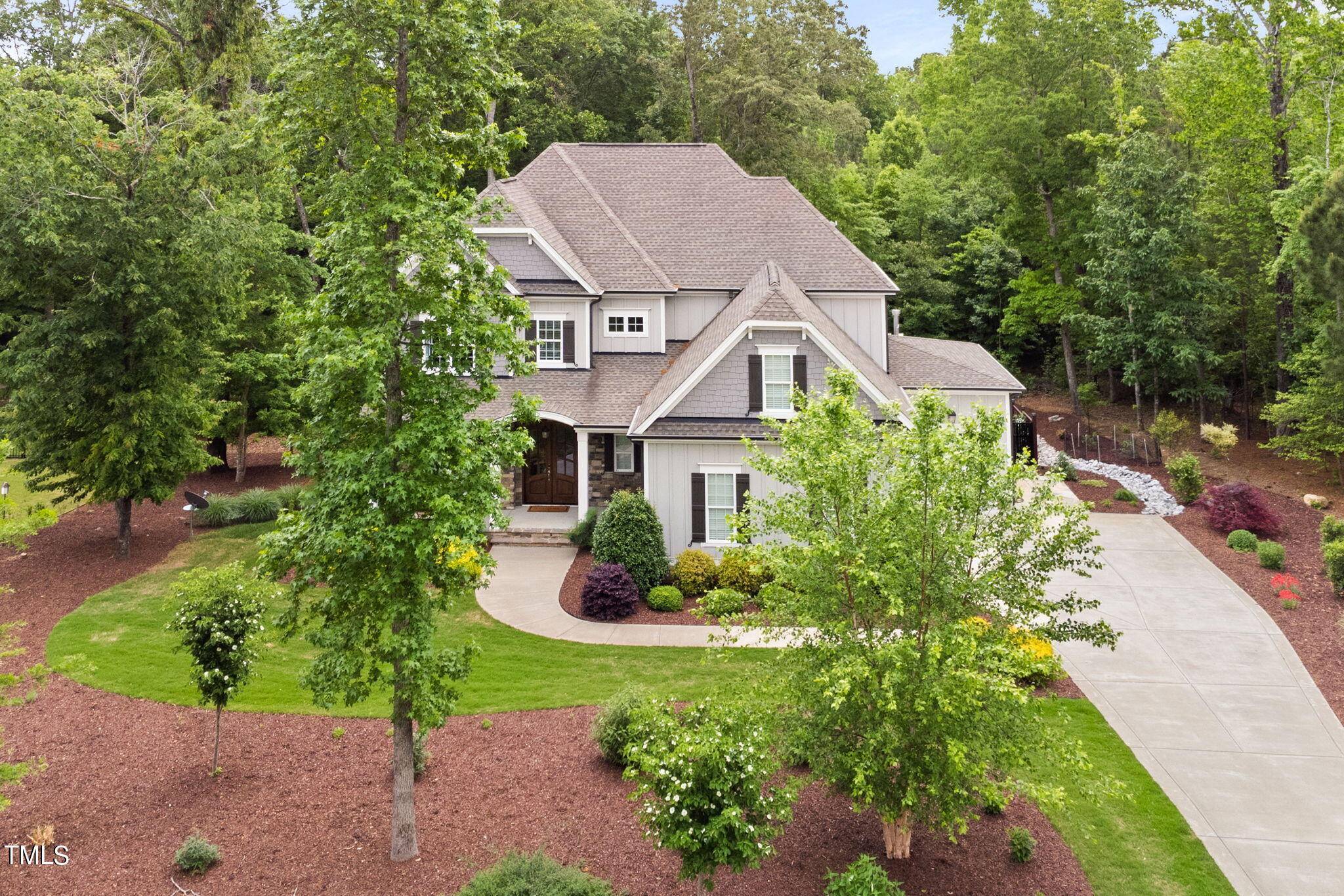 an aerial view of a house