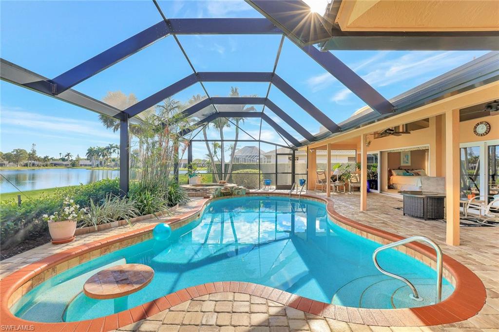 Pool & spa overlooking long & wide lake views