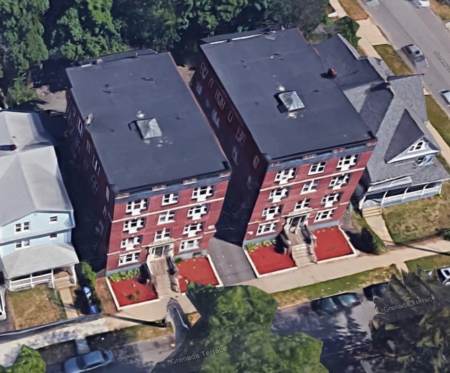 an aerial view of multiple houses