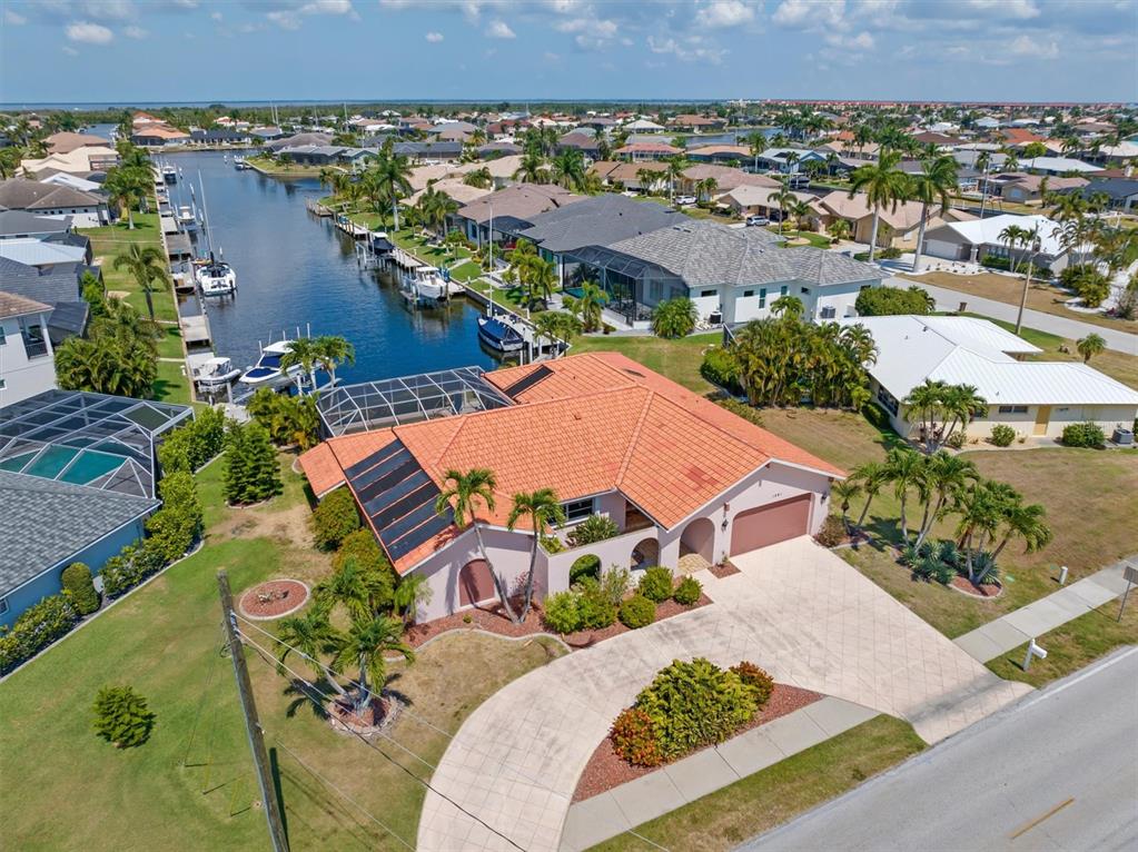 an aerial view of a house