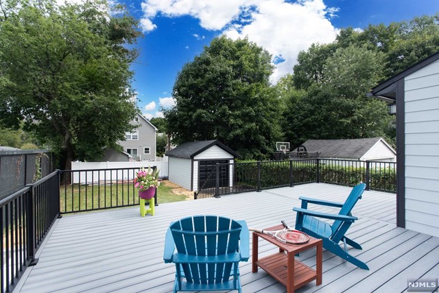 a view of a patio with furniture