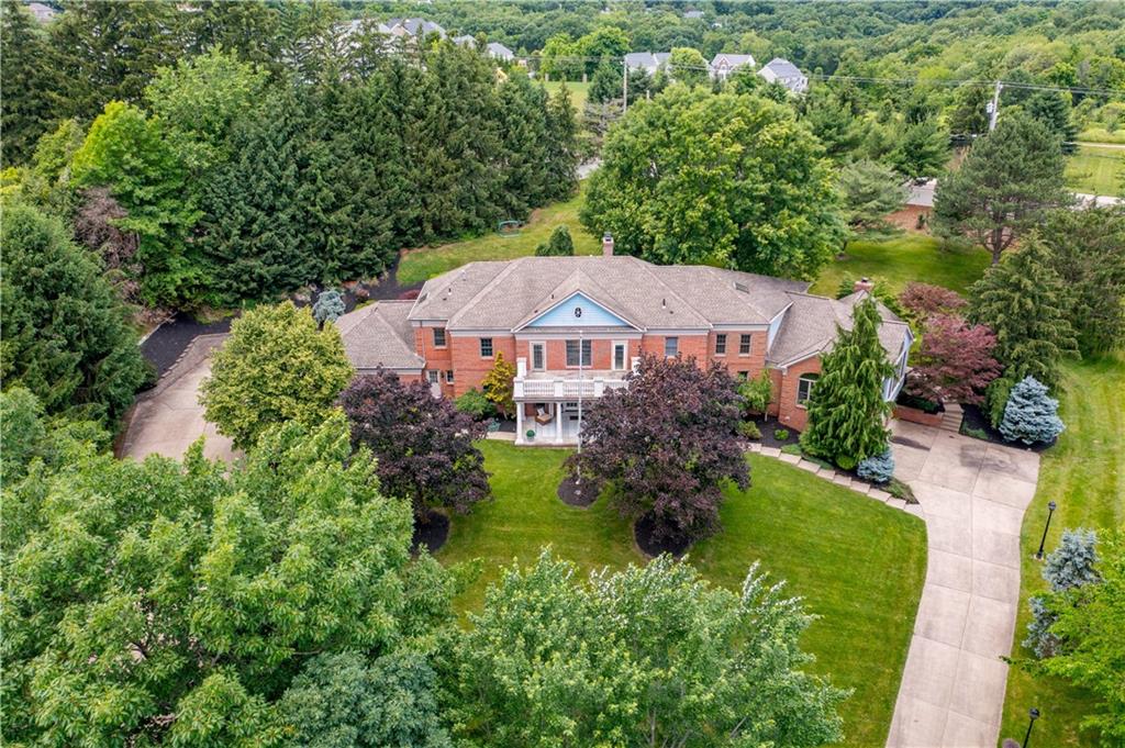 an aerial view of a house