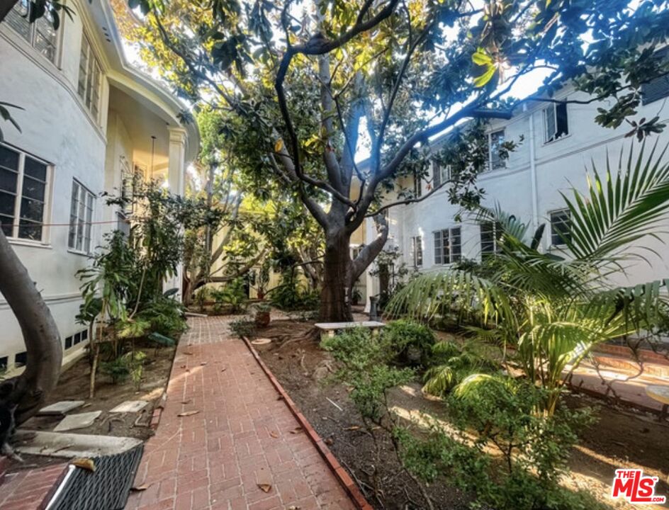 a view of a pathway with a yard