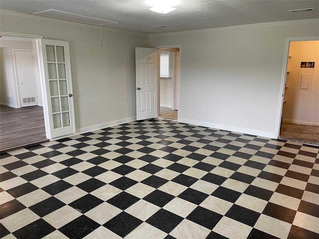 a black and white checkered floor