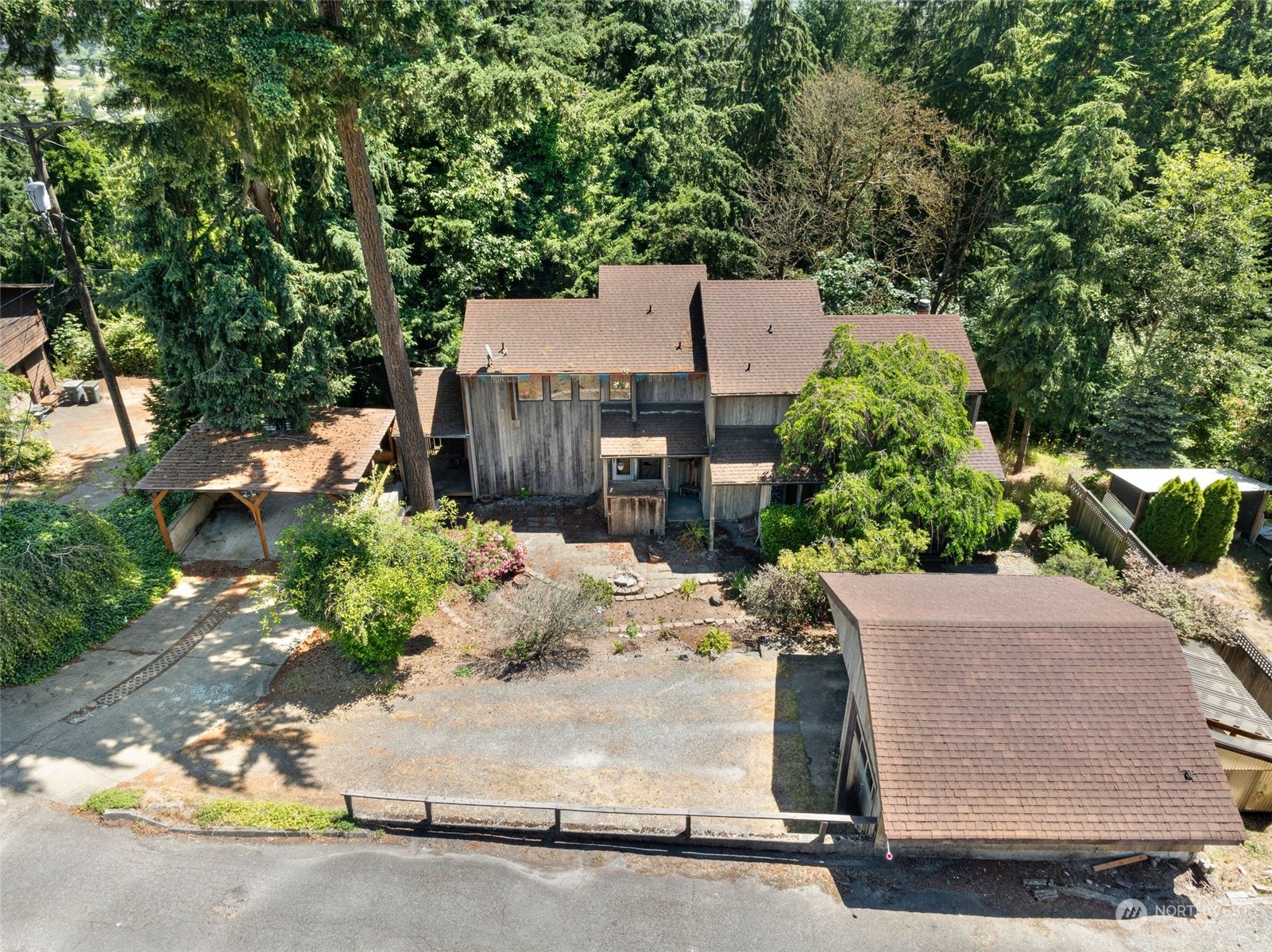 an aerial view of a house