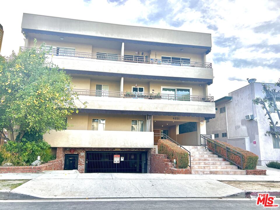 a view of a building with a balcony