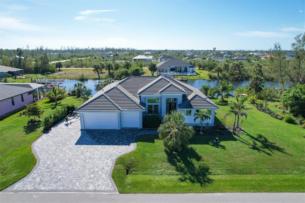 an aerial view of a house